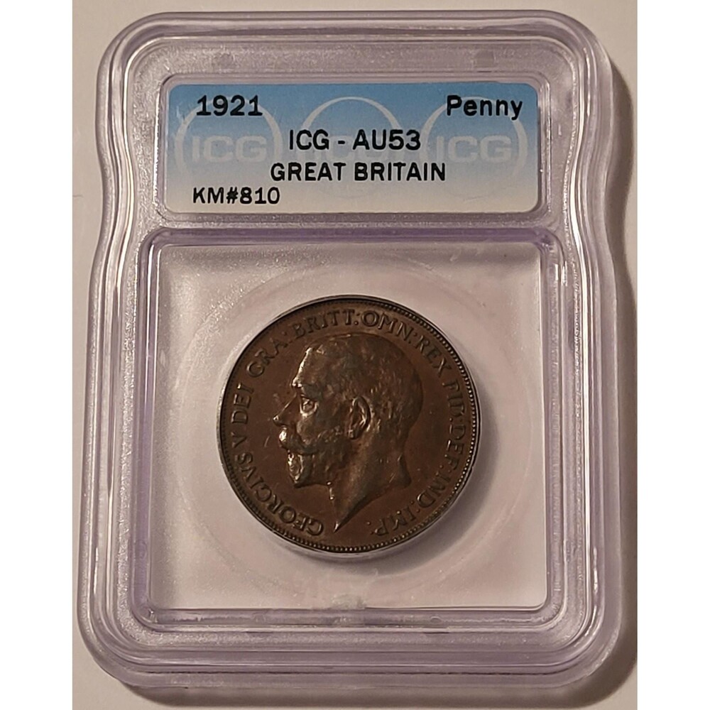 Great Britain George V 1921 Penny AU53 ICG